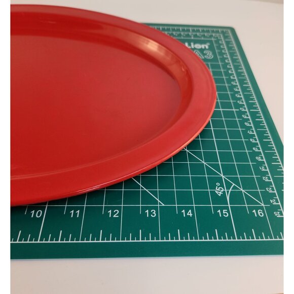 Red Oval Serving Platter 15" x 11" Durable Tin Lightweight Holiday Tray - Picture 5 of 6
